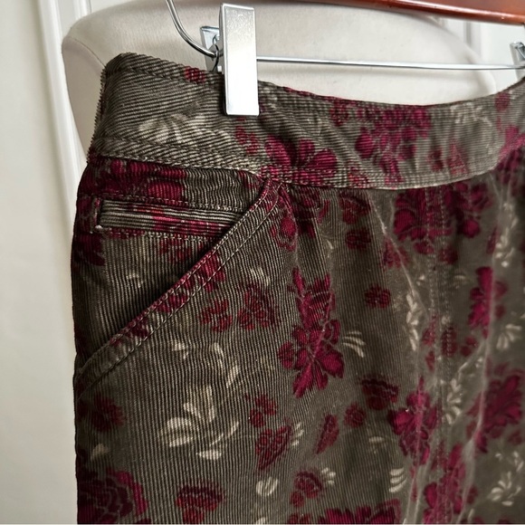 EDDIE BAUER Corduroy Dark Green Floral MIDI Skirt Granny Chic Western Retro 2 - Picture 11 of 14